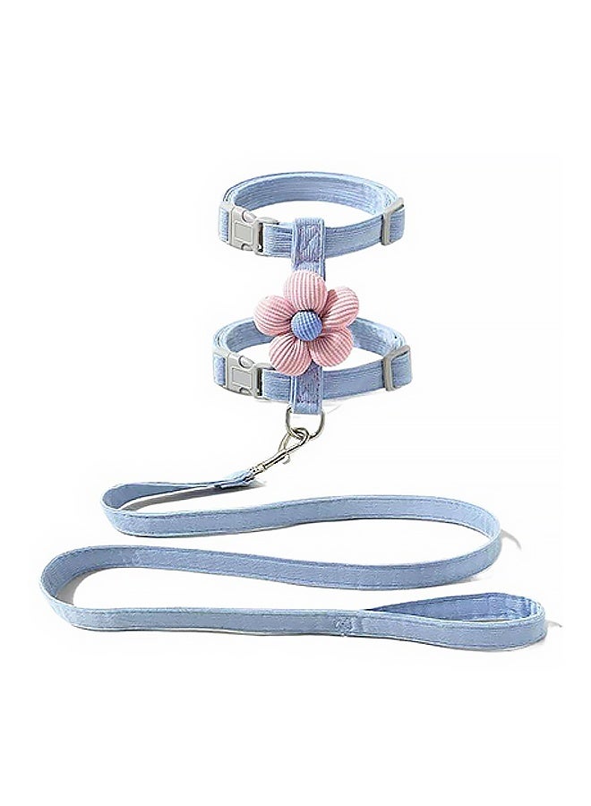 طقم سرج ومقود للقطط للمشي والسفر في الهواء الطلق، مانع للهروب، ناعم وآمن وخفيف الوزن وقابل للتعديل، مزين بزهرة حمراء، مقاس صغير - Image 5